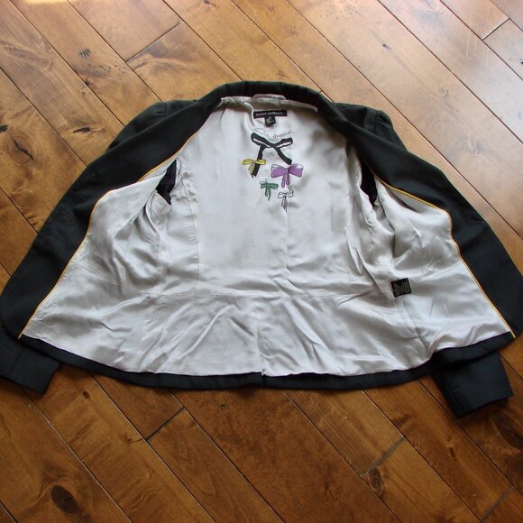 Sandra Angelozzi Black Pinstripe Blazer Jacket Button Office Size EU 42 Large - Picture 15 of 15